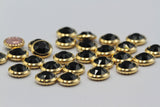 2/5/10pcs, SS34(7.069mm), Genuine Swarovski 2078H Framed Cabochon Flatback Hotfix with crystal in Jet with Gold Setting