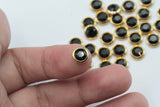 2/5/10pcs, SS34(7.069mm), Genuine Swarovski 2078H Framed Cabochon Flatback Hotfix with crystal in Jet with Gold Setting