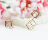 8x8mm 14k Gold Plated Square Frame Pendant Charm
