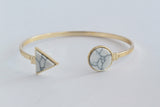 1pc,  Geometric Triangle and Round Faux Marble White Howlite Bracelets & Bangle