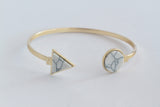 1pc,  Geometric Triangle and Round Faux Marble White Howlite Bracelets & Bangle