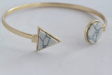 1pc,  Geometric Triangle and Round Faux Marble White Howlite Bracelets & Bangle