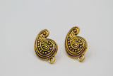 1 pair(2pcs), 21mm x 18mm, Vintage Style Alloy Ear Stud in Antique Gold