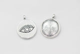 2 pcs, 20mm Zinc alloy Eye Pendant Charm Cabochon Setting in Burnished silver