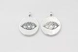 2 pcs, 20mm Zinc alloy Eye Pendant Charm Cabochon Setting in Burnished silver