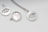 2 pcs, 20mm Zinc alloy Eye Pendant Charm Cabochon Setting in Burnished silver