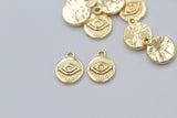 2 pcs, 14mm Zinc alloy Round Eye / Evil Eye Charm in Gold