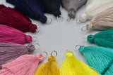 2pc 85mm, 3 Layer Silk Tassel with silver jumpring