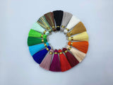 2pcs, 40mm, Beautiful Silk Tassel in Gold Embellishment with Gold Jump Ring