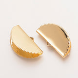 2pcs/4pcs, 17x30.5x9mm, Brass Crimp/Ribbon End in Real Gold Plating