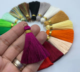 2pcs, 40mm, Beautiful Silk Tassel in Gold Embellishment with Gold Jump Ring