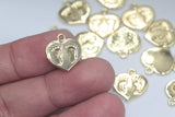 4 pcs, 14mm Zinc Alloy Heart Footprint Charm / Pendant in Gold