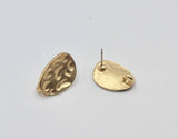 1 pair(2pcs), 13mmx19mm, Vintage Style Distorted Oval Alloy Ear Stud in Matt Gold
