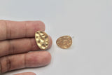 1 pair(2pcs), 13mmx19mm, Vintage Style Distorted Oval Alloy Ear Stud in Matt Gold