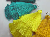 2pc 85mm, 3 Layer Silk Tassel with silver jumpring