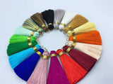 2pcs, 40mm, Beautiful Silk Tassel in Gold Embellishment with Gold Jump Ring