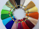 2pcs, 40mm, Beautiful Silk Tassel in Gold Embellishment with Gold Jump Ring