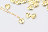 2pc, 12x10.5x4mm, Brass Locket Pendants, Photo Frame Charms for Necklaces, Heart, Golden