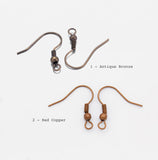 50pcs (25pairs) , 19mm, Brass Earring Hooks / Ear Wire - Choose Your Colour