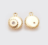 1pc, 12.5x10x2.5mm, Brass Micro Pave Cubic Zirconia Gear, Real Gold Plated