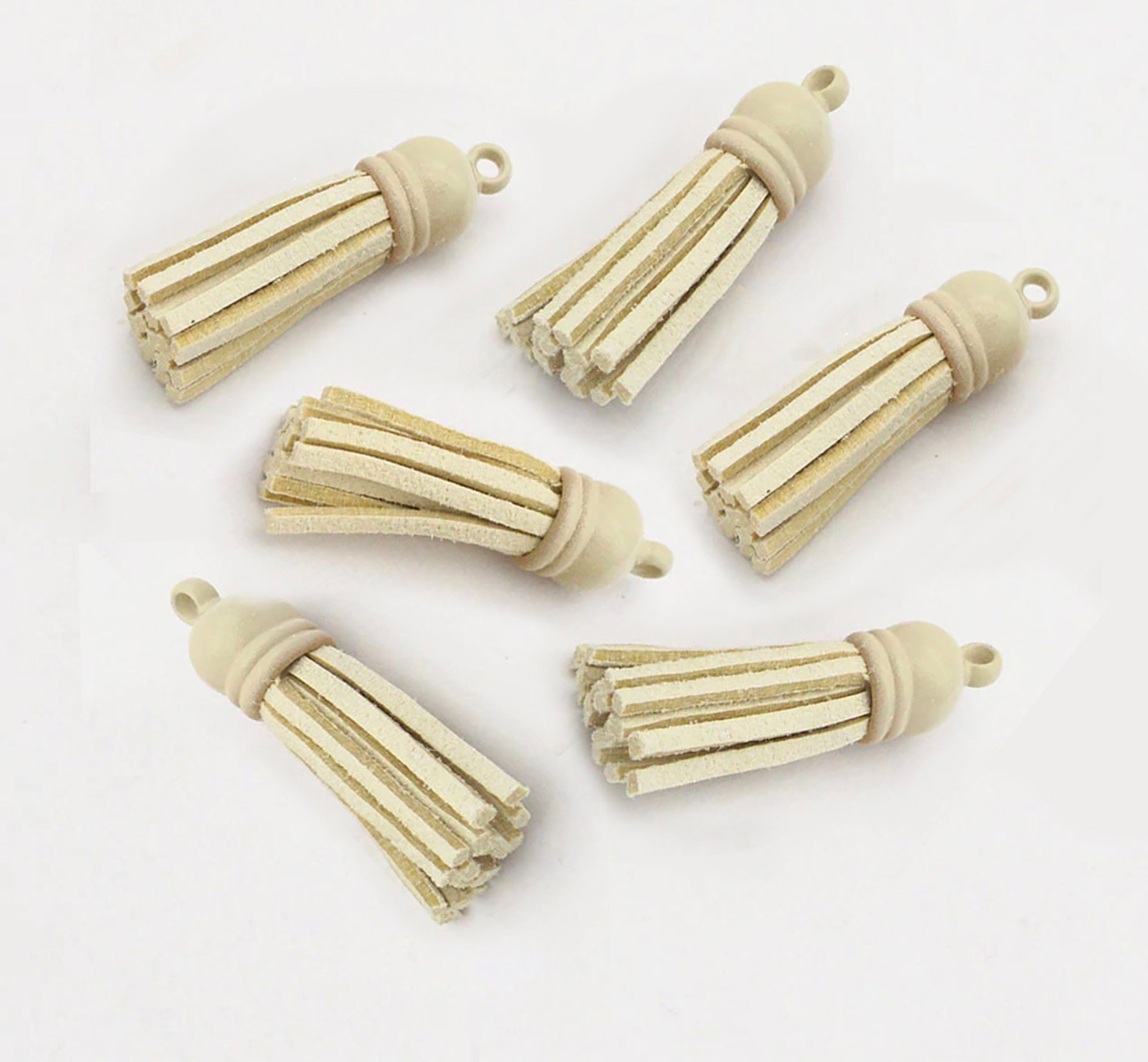4pcs, 35~37mm, Suede Tassel In Ccb Spray painted Acrylic Cap