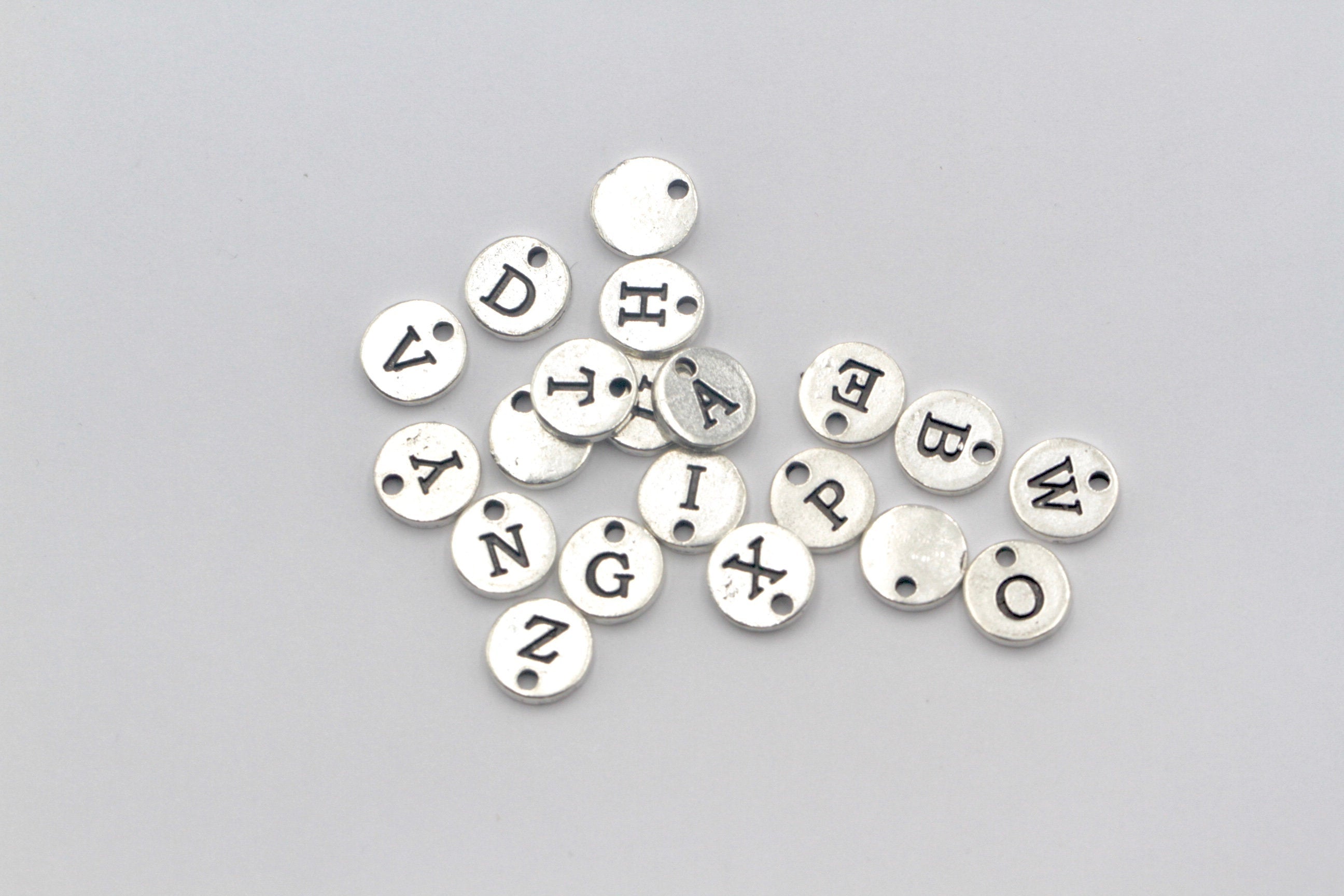 1pc , Alphabet /capital Letter Pendant / Charm In Antique Silver