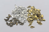 1pc , 7x15mm, Leaf Alphabet /Capital Letter Pendant / Charm in Antique Silver