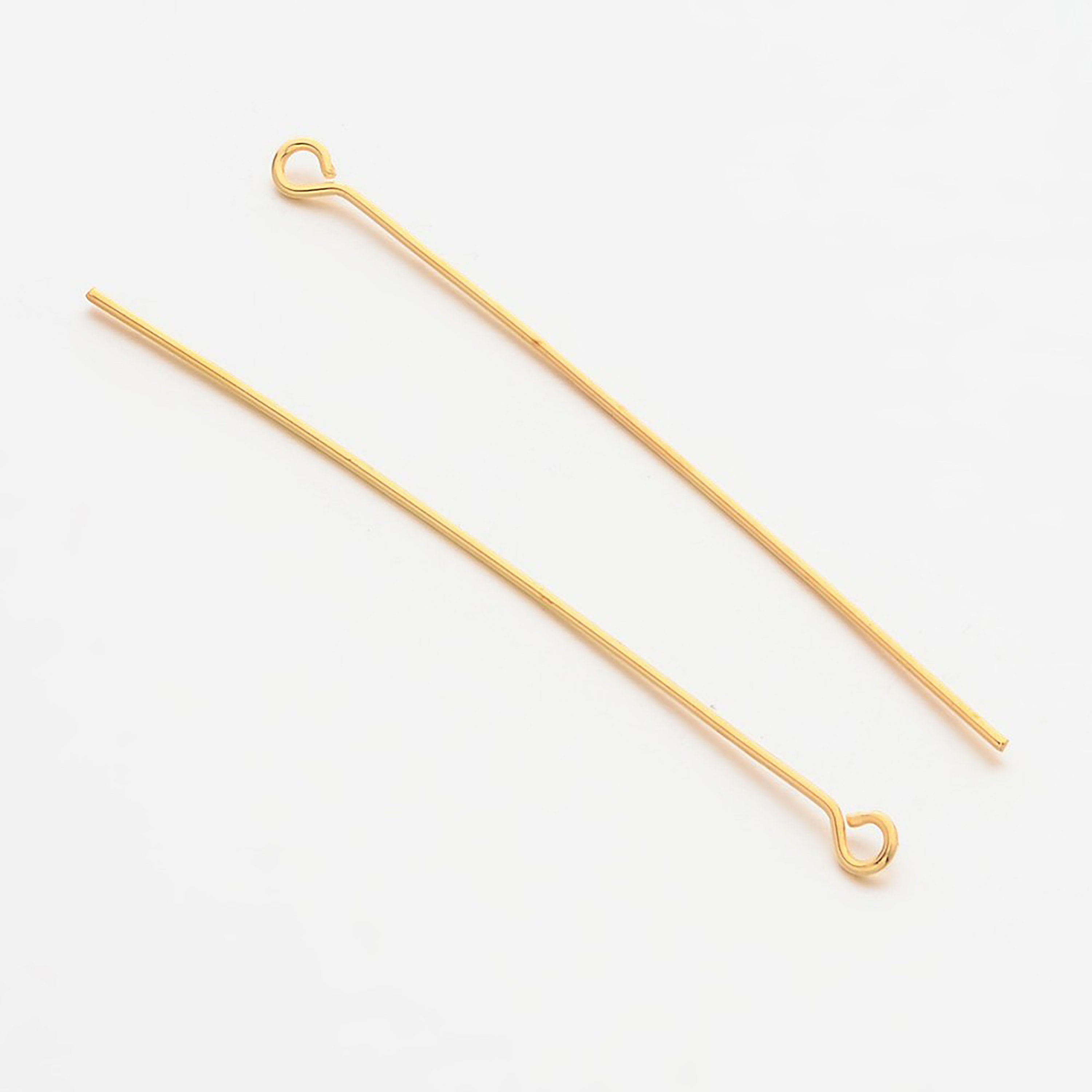 2cm (200pcs) /5cm ( 50pcs) , Brass Eyepins in Golden Plated - 22 Gauge
