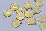 1pc/1set (12pcs), 12mm, Raw Brass Zodiac Charm in Raw Brass Colour