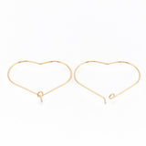 2 pairs (4pcs), 30x36x1.5mm; Brass Hoop Earrings, Heart, Real Gold Plated