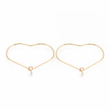 2 pairs (4pcs), 30x36x1.5mm; Brass Hoop Earrings, Heart, Real Gold Plated