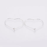 2 pairs (4pcs), 30x36x1.5mm; Brass Hoop Earrings, Heart, Real Platinum Plated