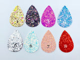 2pcs, 56x38mm, Glitter PU Leather Drop Shaped pendant - choose your style