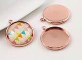 2pcs, 20mm Inner Setting, Lead Free and Nickel Free Copper Material Pendant Cabochon in rose gold