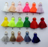 2pcs/4pcs/10pcs, 2cm Cotton Tassel in Gold jump ring II - Choose Your Colour