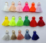 2pcs/4pcs/10pcs, 2cm Cotton Tassel in Gold jump ring II - Choose Your Colour