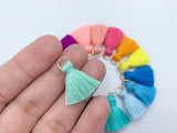 2pcs/4pcs/10pcs, 2cm Cotton Tassel in Gold jump ring - Choose Your Colour