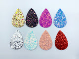 2pcs, 56x38mm, Glitter PU Leather Drop Shaped pendant - choose your style