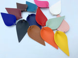 2pcs, 56x38mm, PU Leather Leaf Shaped pendant with Jump ring - choose your colour