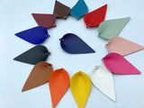 2pcs, 56x38mm, PU Leather Leaf Shaped pendant with Jump ring - choose your colour