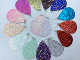 2pcs (1 pair), 56x38mm, Glitter PU Leather Drop Shaped Pendant / Earring - choose your colour