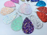 2pcs (1 pair), 56x38mm, Glitter PU Leather Drop Shaped Pendant / Earring - choose your colour
