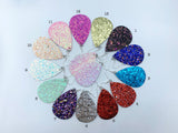 2pcs (1 pair), 56x38mm, Glitter PU Leather Drop Shaped Pendant / Earring - choose your colour