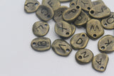 1pc , Alphabet / Letter Pendant / Irregular Shaped Charm in Antique Bronze