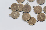 1pc/1set (12pcs), 12mm, Brass Zodiac Charm in Antique Bronze
