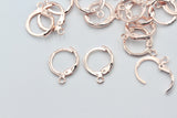 1 Pair (2pcs),  12x14mm, Brass Ear Wire , round leverback with close hoop in Rose Gold Plating
