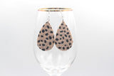 2pcs, 56x38mm, PU Leather Drop Shaped Earrings in leopard print