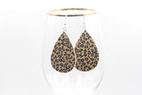 2pcs, 56x38mm, PU Leather Drop Shaped Earring in leopard print