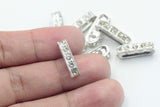 2pcs, Zinc Based Alloy 3 hole link connector with Rhinestones in silver
