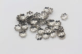 20pcs, 10mm, Alloy Flower Bead Caps in Antique Silver